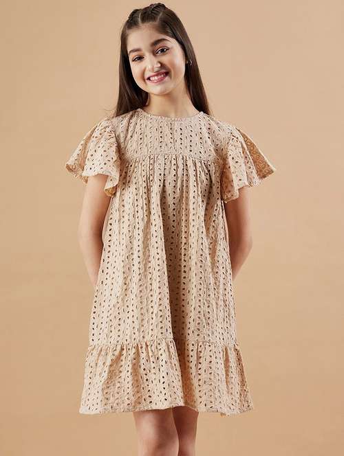 girls round neck short sleeves frock