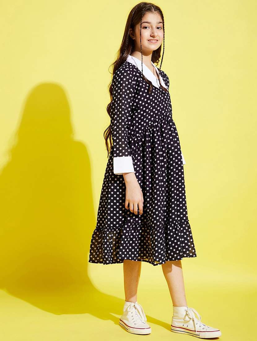 girls collared long sleeves frock - 20428250 - Standard Image - 1