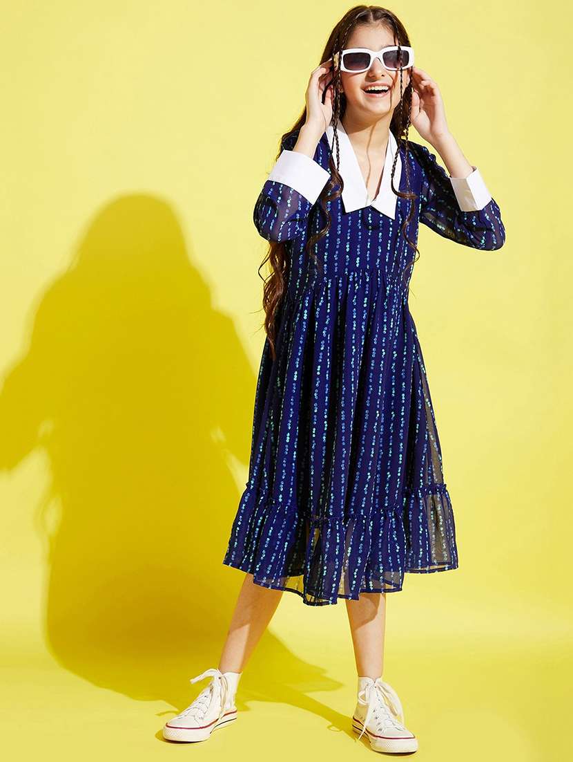 girls collared long sleeves frock - 20428251 -  Standard Image - 1