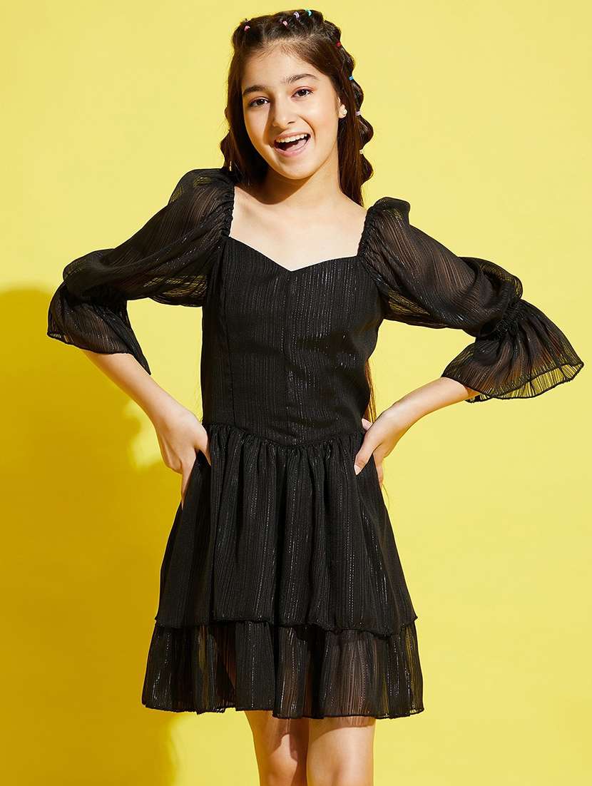 girls sweetheart neck bell sleeve frock