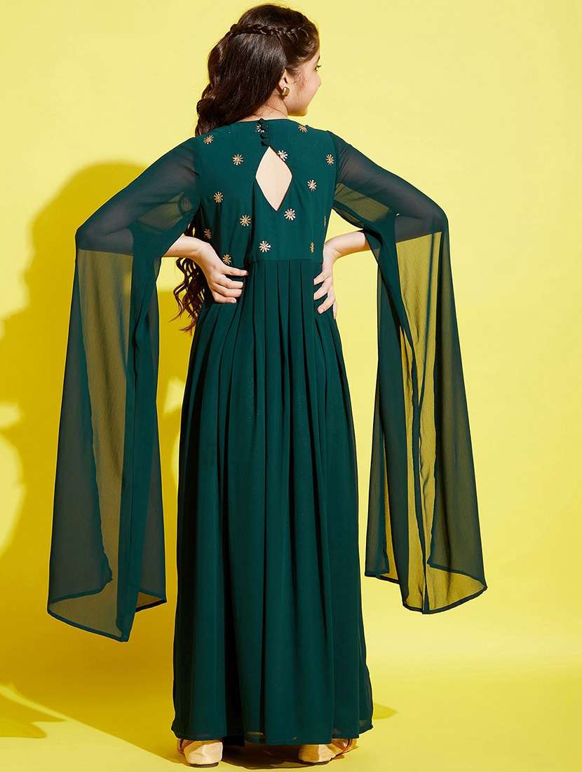 girls embroidered georgette party gown - 20428267 - Standard Image - 4