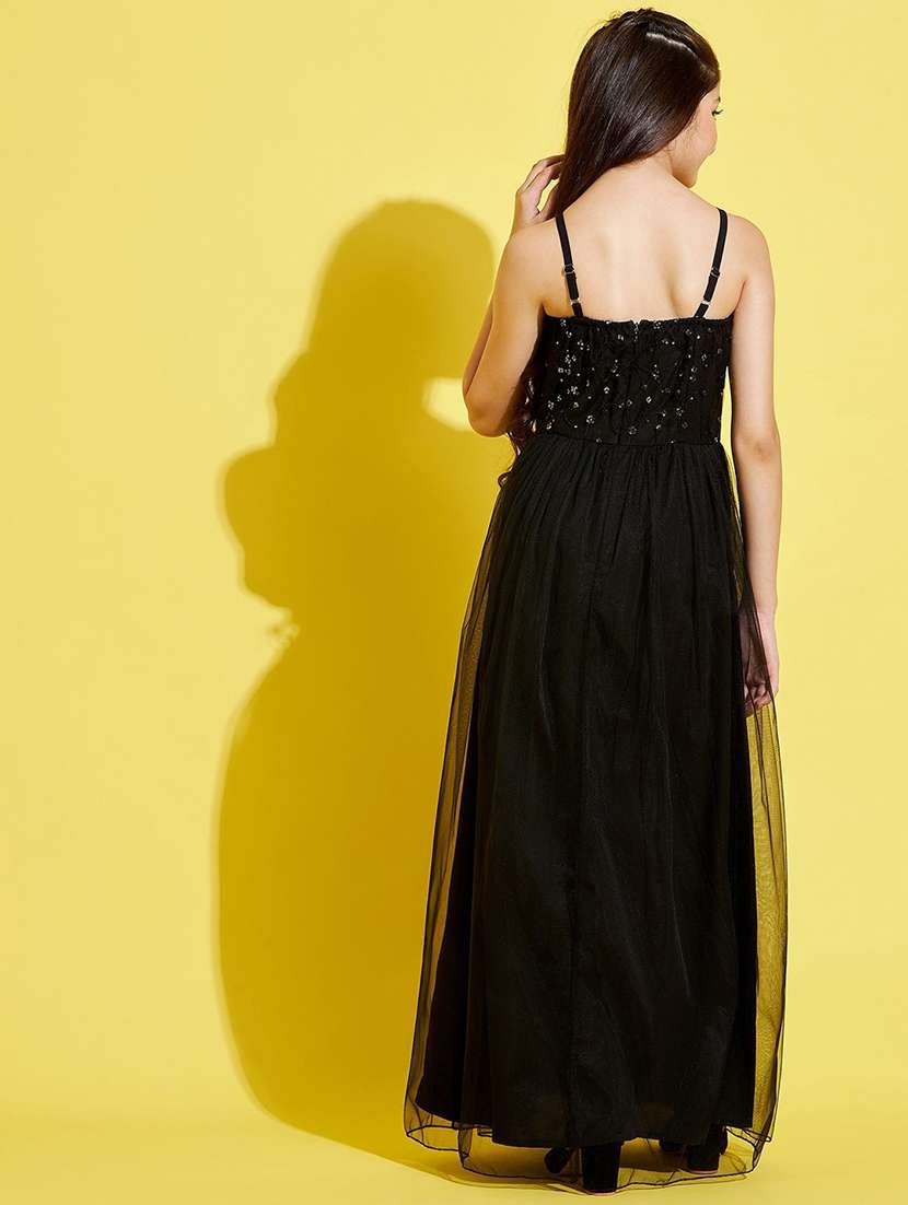 black embroidered party gown - 20428279 -  Standard Image - 4
