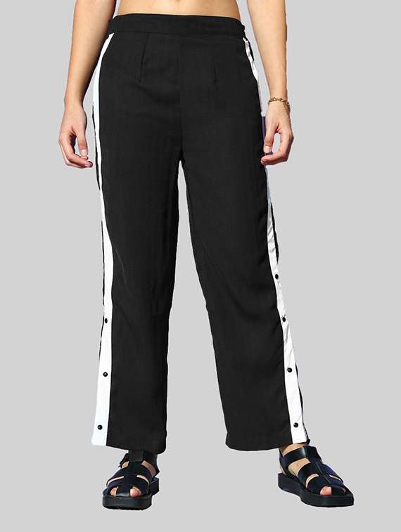 women black side taped detailed trouser
