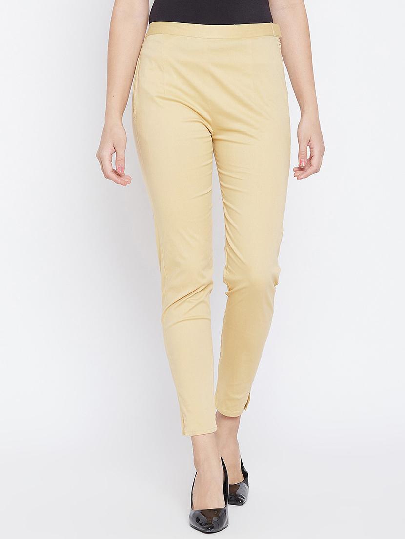 women solid beige cigarette pant - 20428426 - Zoom Image - 0