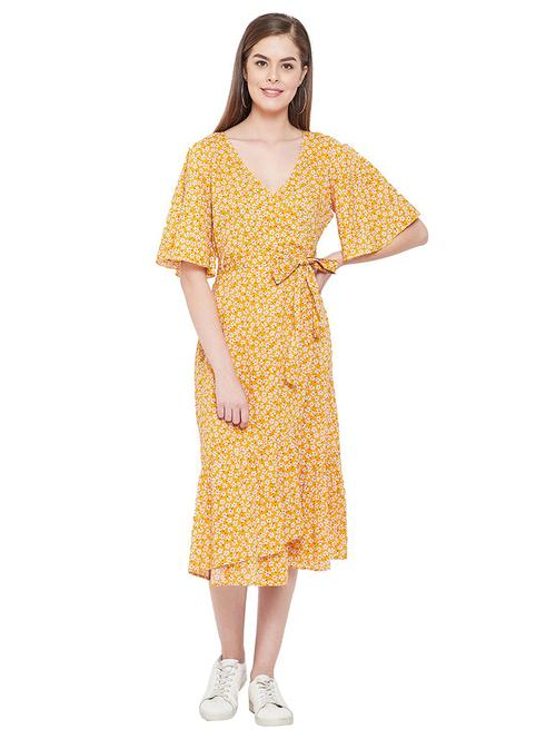 yellow floral wrap dress - 20428462 -  Standard Image - 0