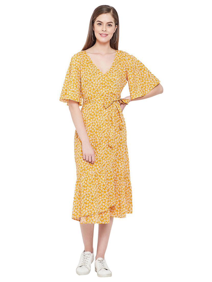 yellow floral wrap dress - 20428462 -  Zoom Image - 0