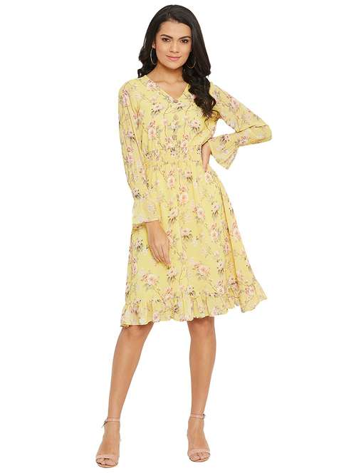 lemon sherbet floral a-line dress - 20428476 - Standard Image - 0