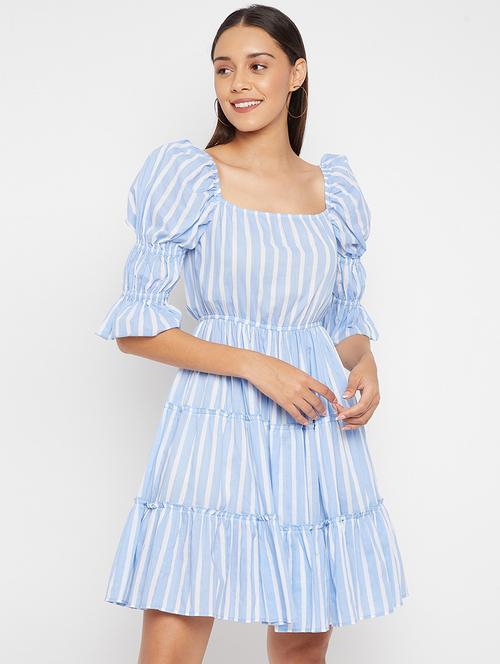 women striped tiered dress - 20428503 - Standard Image - 0