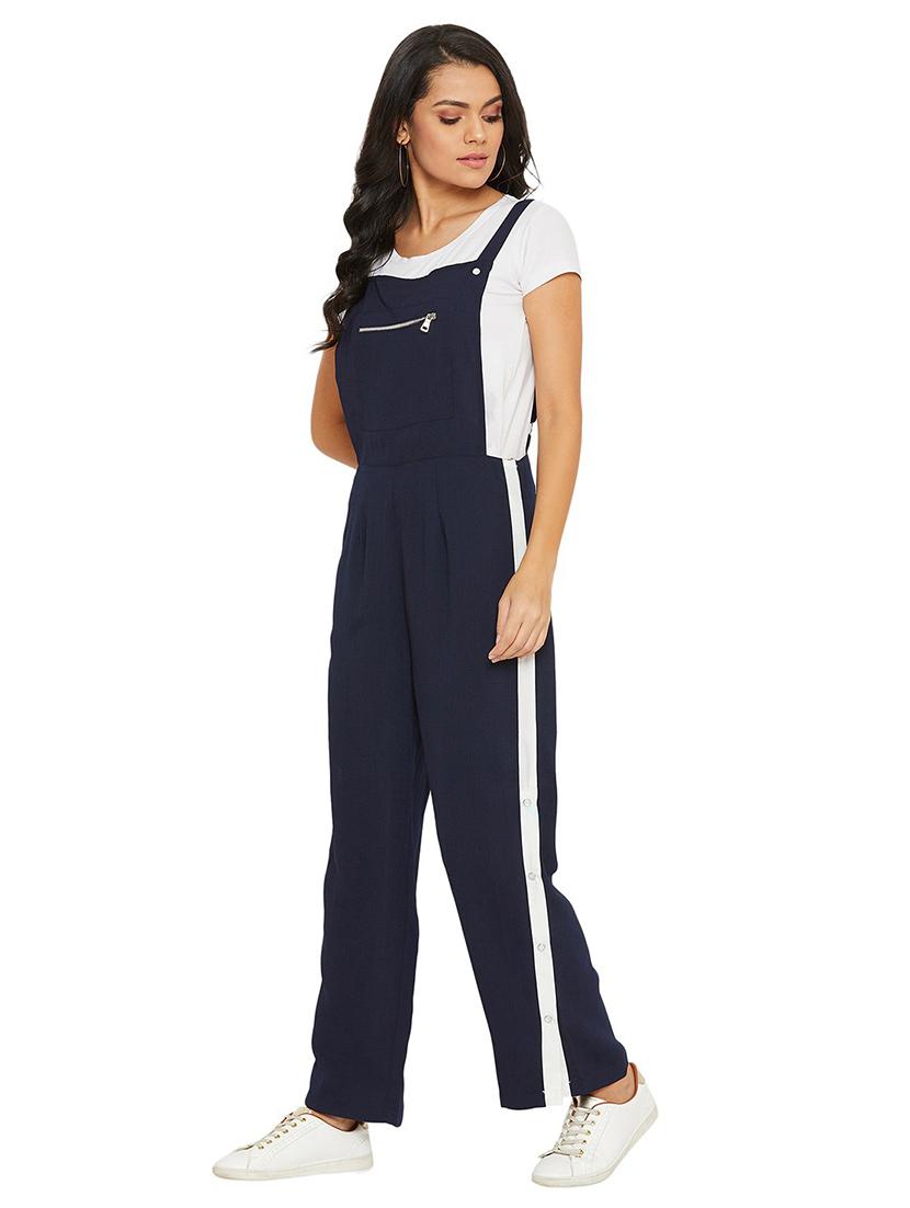 navy blue side striped dungaree  - 20428631 -  Standard Image - 1