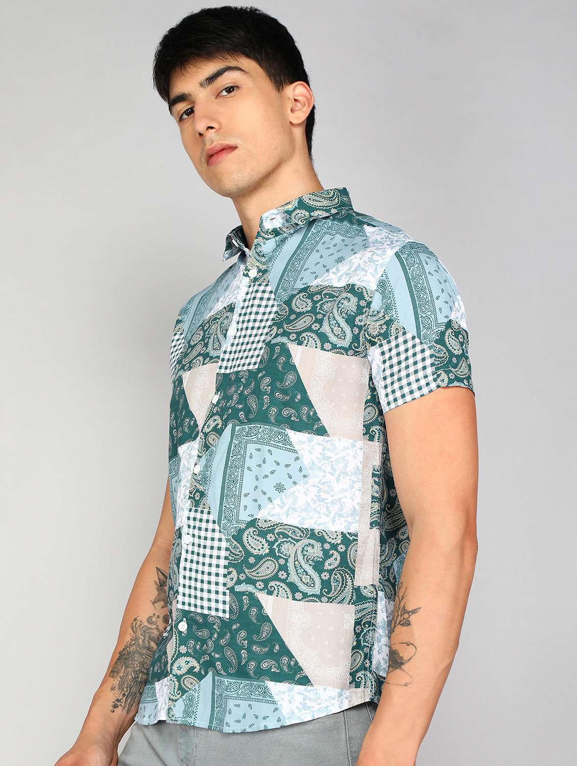 blue printed casual shirt - 20428696 -  Standard Image - 1