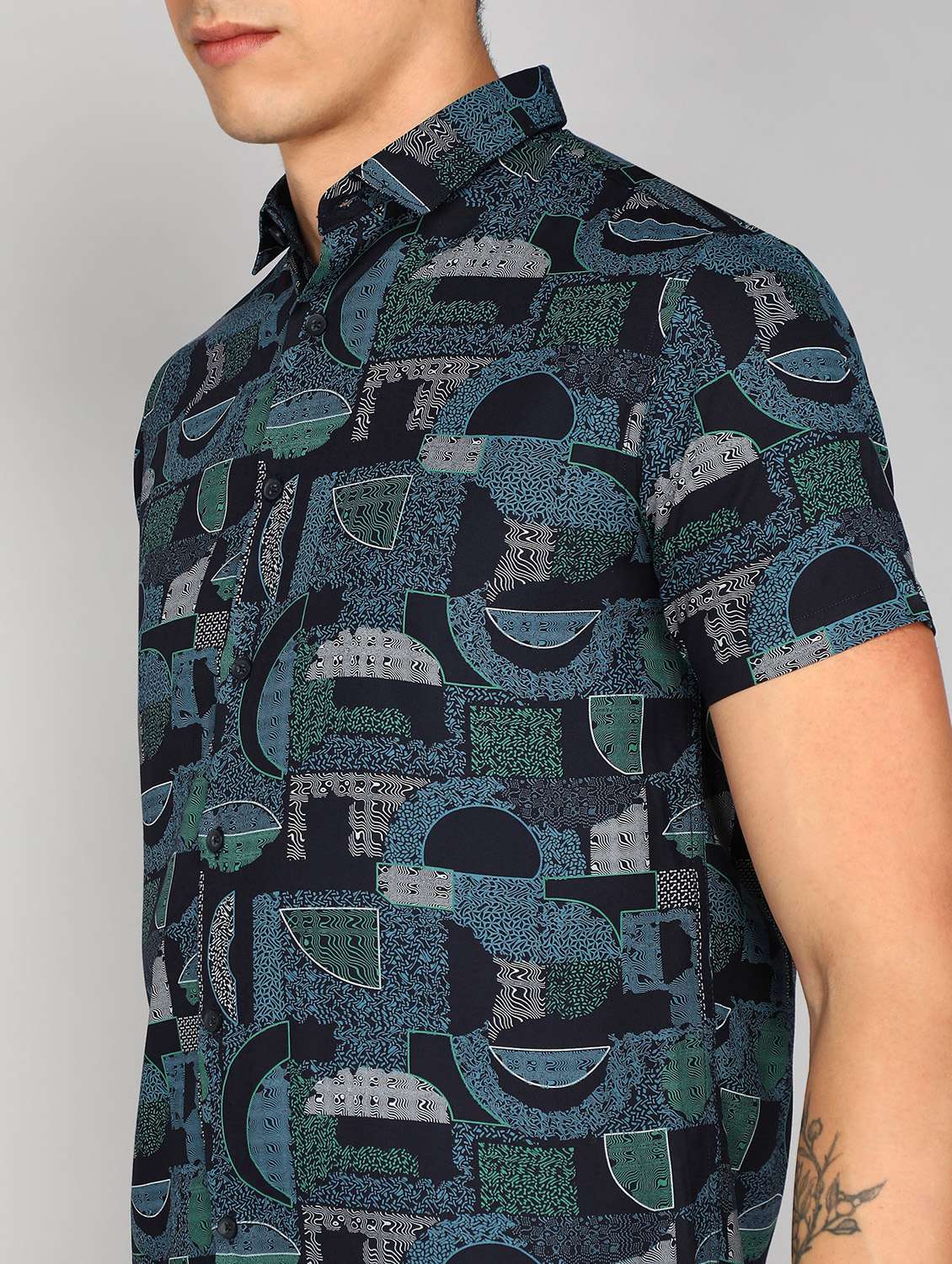 navy blue printed casual shirt - 20428706 -  Standard Image - 4