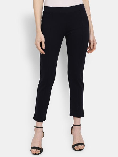 dark blue solid cotton jegging - 20429385 - Standard Image - 0