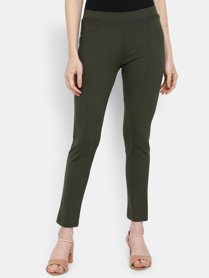 olive solid cotton jegging - 20429387 - Zoom Image - 0