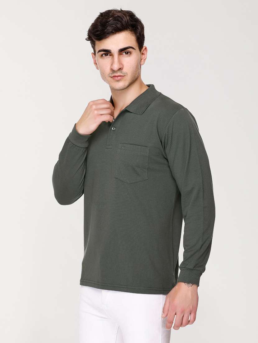 men olive green cotton t-shirt - 20429491 -  Standard Image - 1
