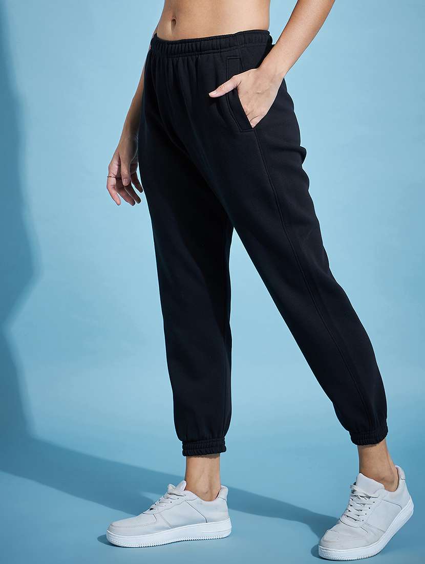 women black fleece track pant - 20429518 - Standard Image - 1