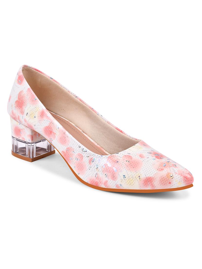 white and peach printed slip on pump - 20429742 -  Standard Image - 1