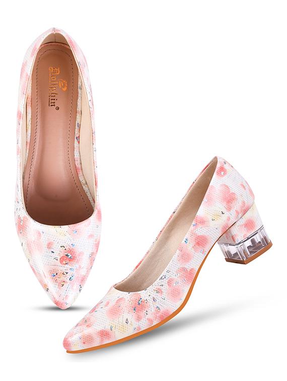 white and peach printed slip on pump - 20429742 - Standard Image - 4
