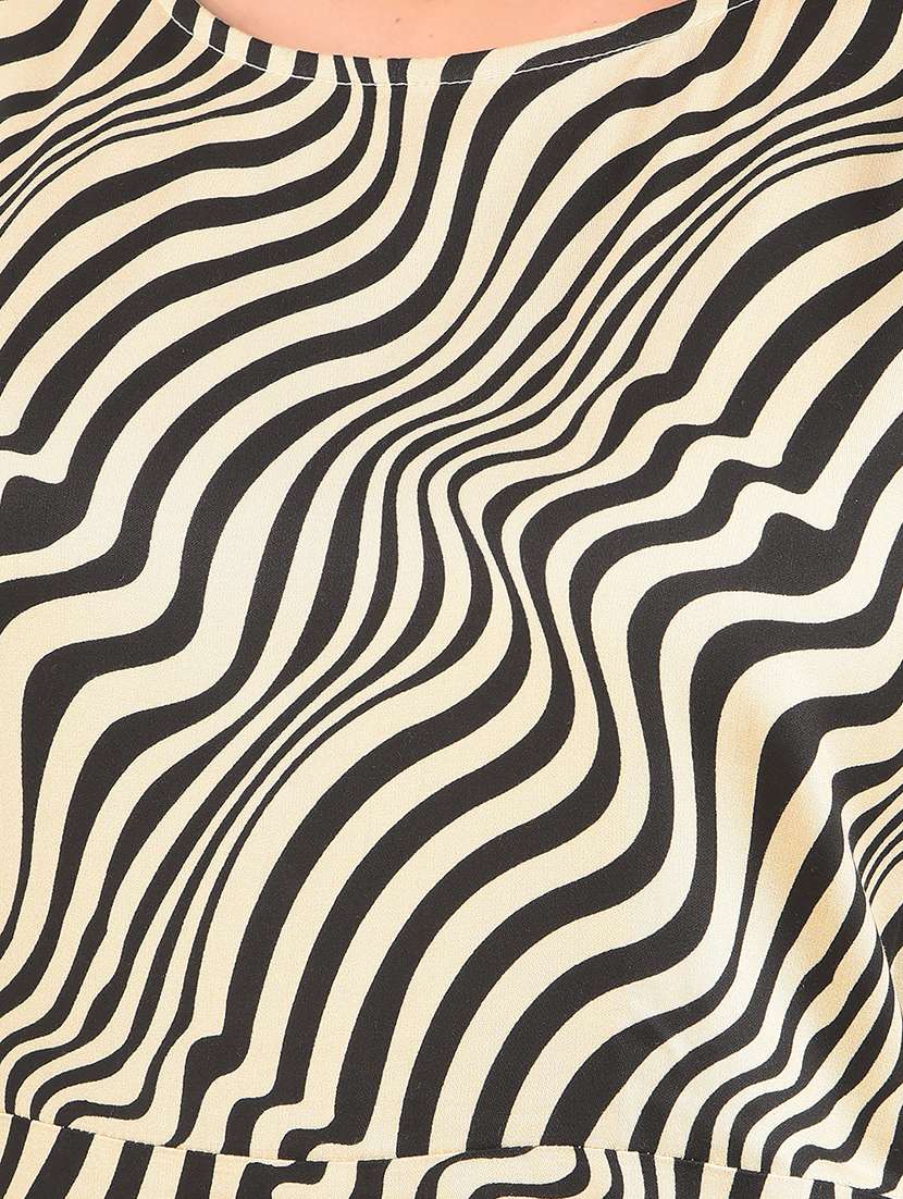 Beige &black Abstract Print Shift Dress - 20429870 -  Standard Image - 6