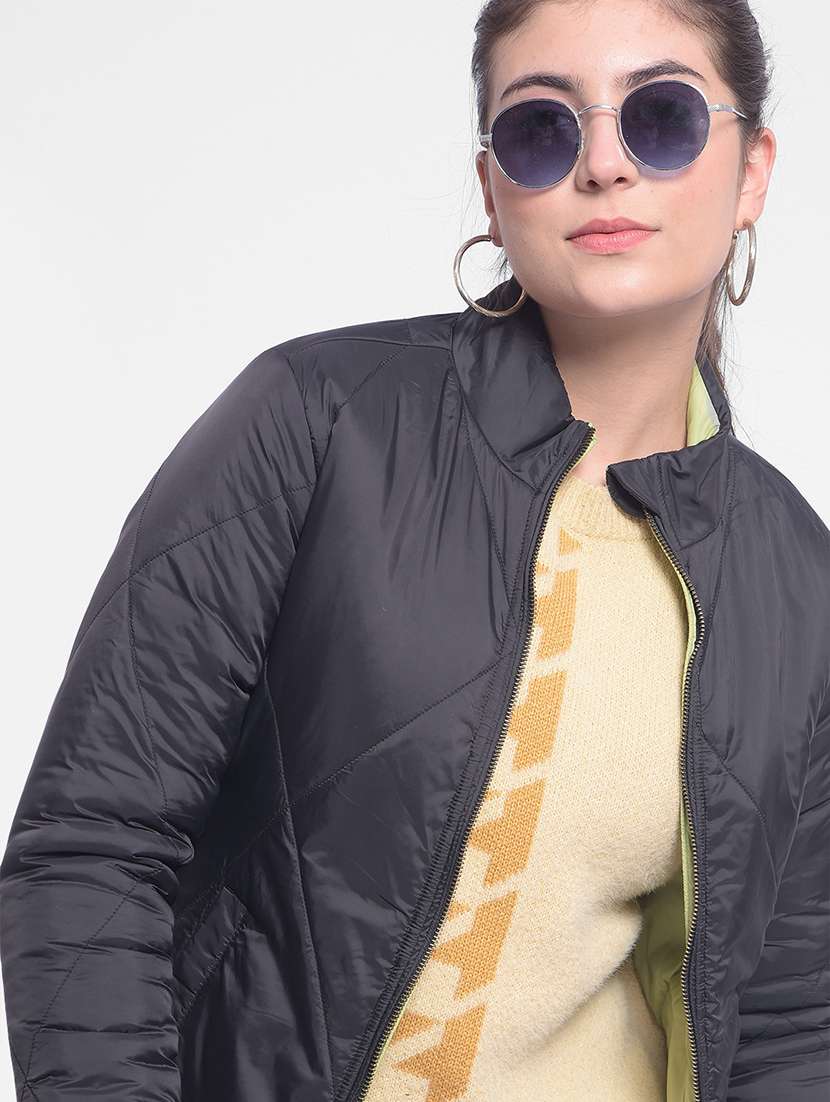 women black polyester regular jacket - 20429894 - Standard Image - 4