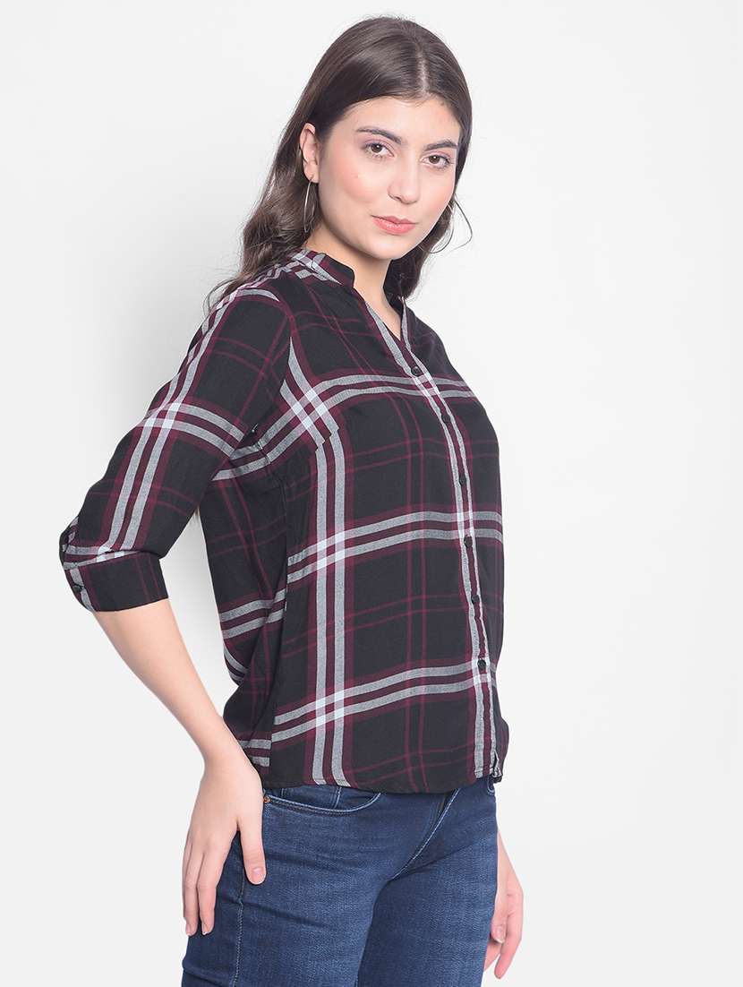 women multi color checkered print regular shirt - 20429911 -  Standard Image - 1
