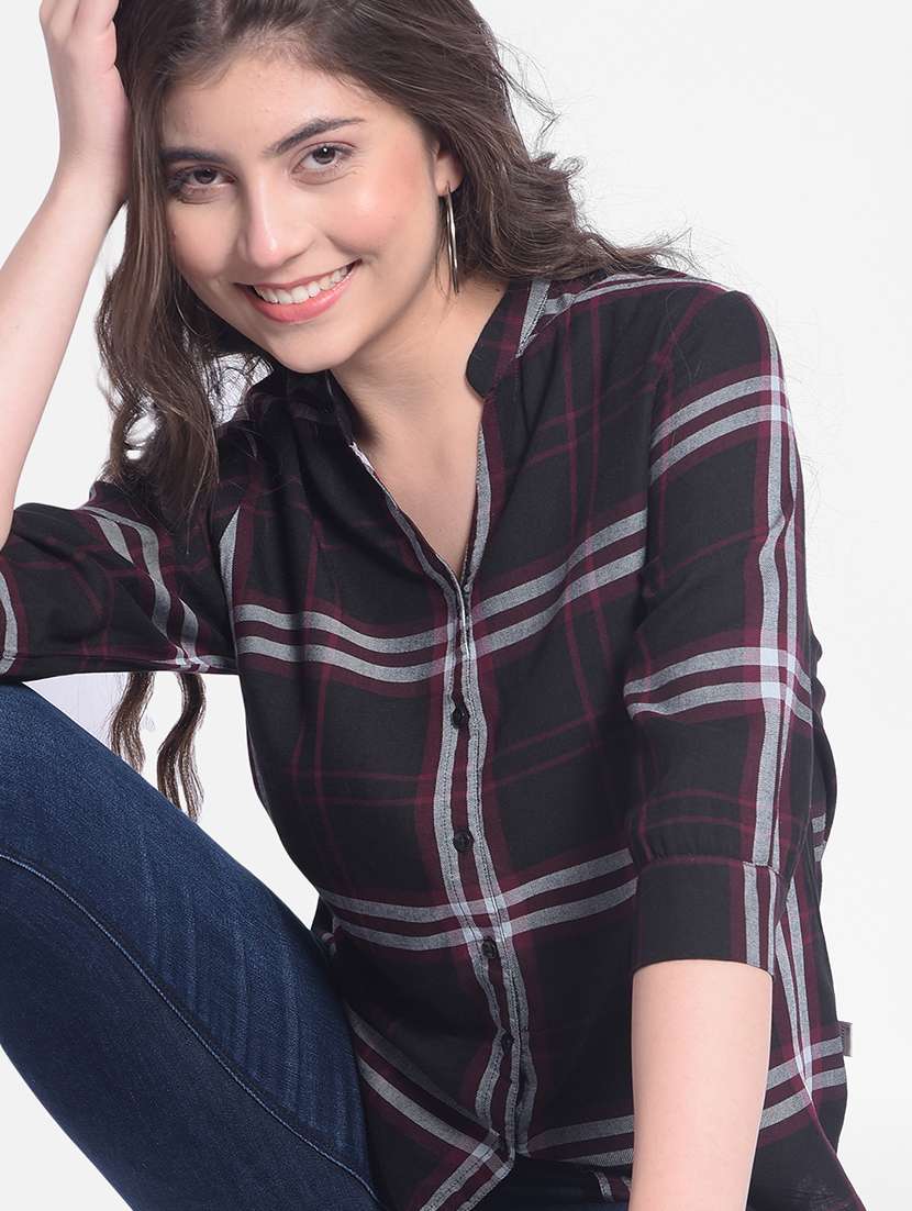 women multi color checkered print regular shirt - 20429911 -  Standard Image - 4