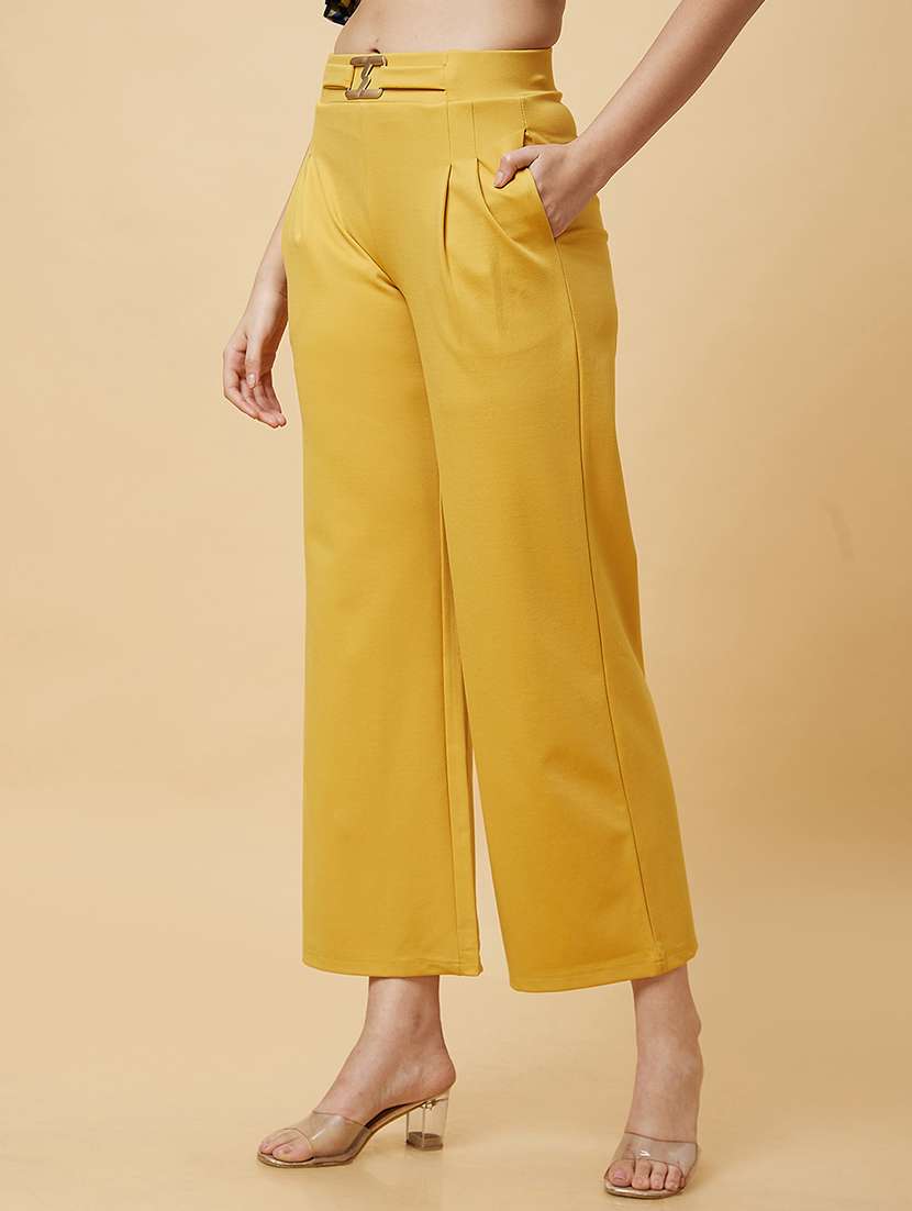 women solid wide leg trouser - 20430087 -  Standard Image - 1