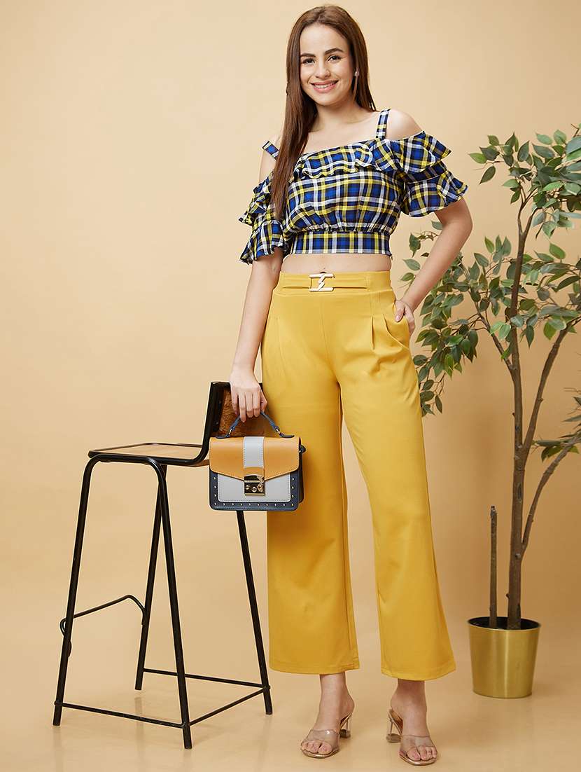 women solid wide leg trouser - 20430087 -  Standard Image - 4