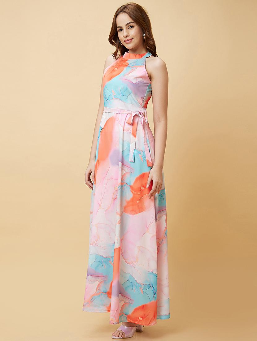 women pink polyester fit & flare dress - 20430097 -  Standard Image - 1