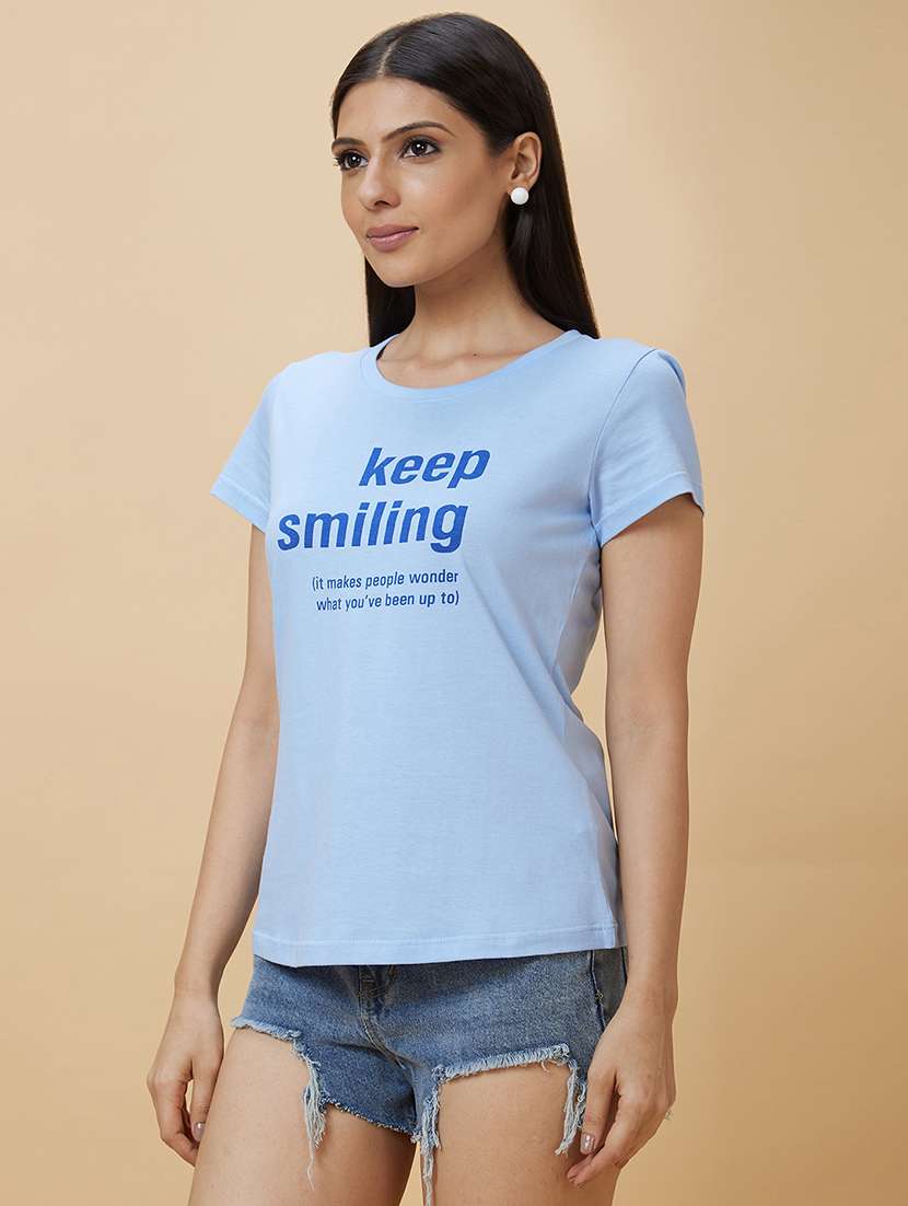 blue typography regular t-shirt - 20430099 -  Standard Image - 1