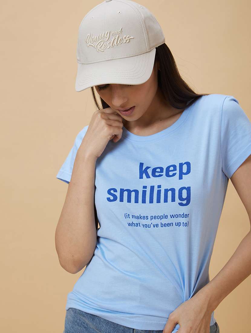 blue typography regular t-shirt - 20430099 -  Standard Image - 4