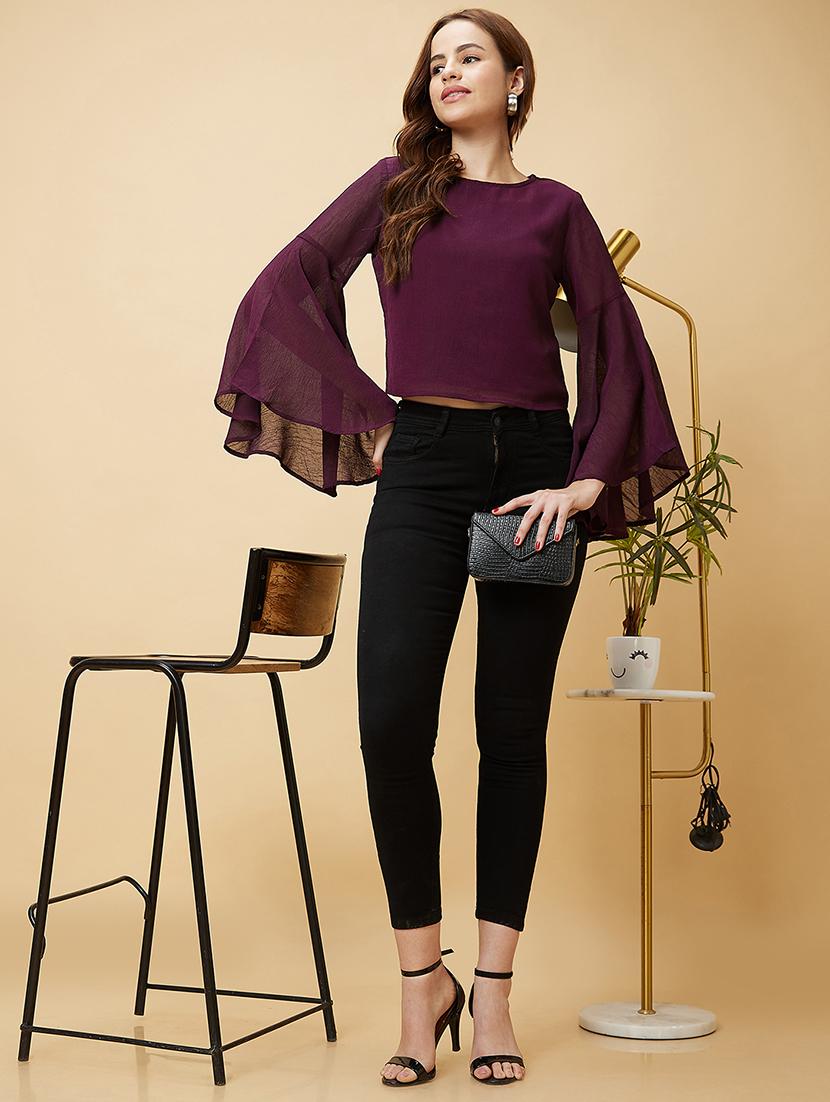 purple solid regular top - 20430116 - Standard Image - 4