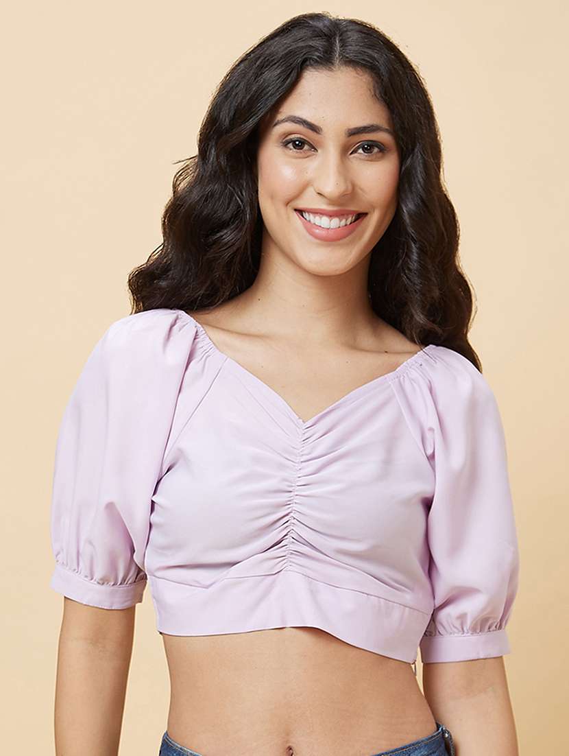 lavender solid crop top