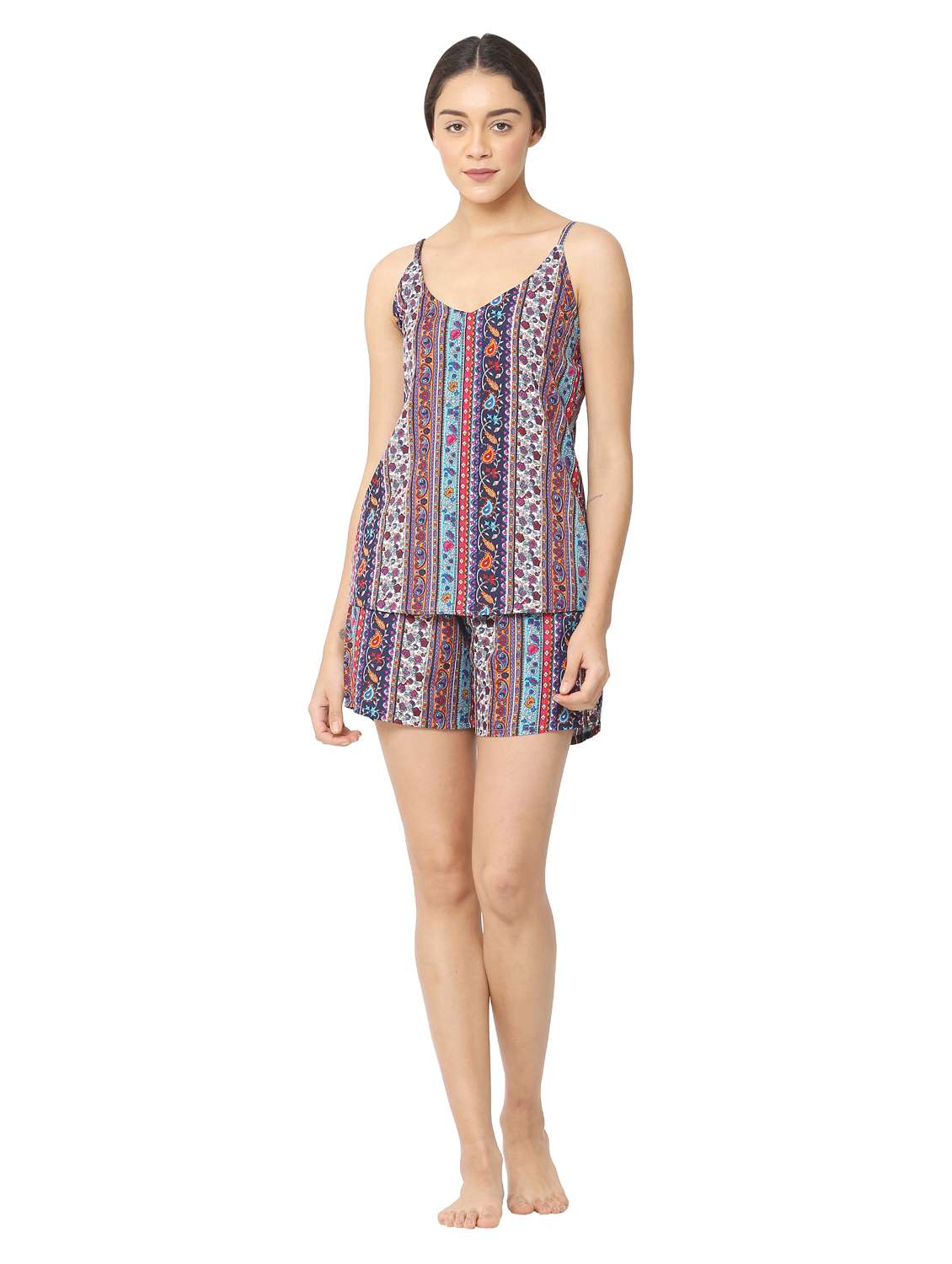 women's printed nightwear shorts set