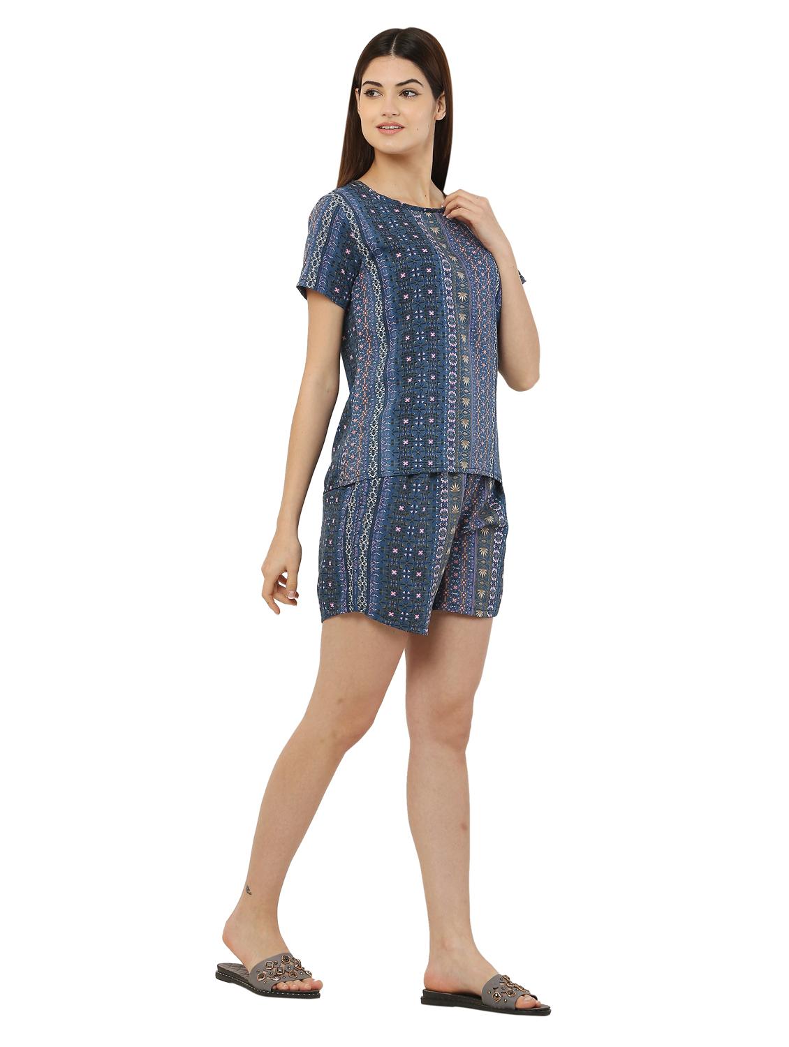 women's printed nightwear shorts set - 20430348 - Standard Image - 1