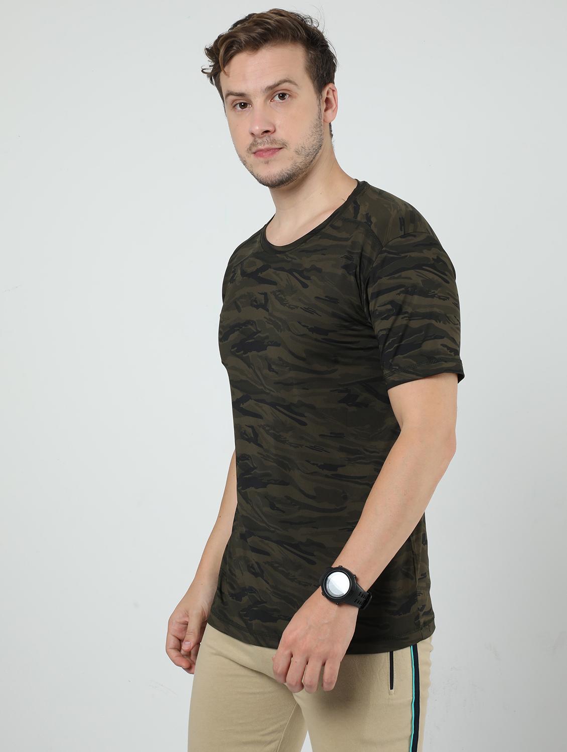 olive camouflage print short sleeves t-shirt - 20430857 - Standard Image - 1