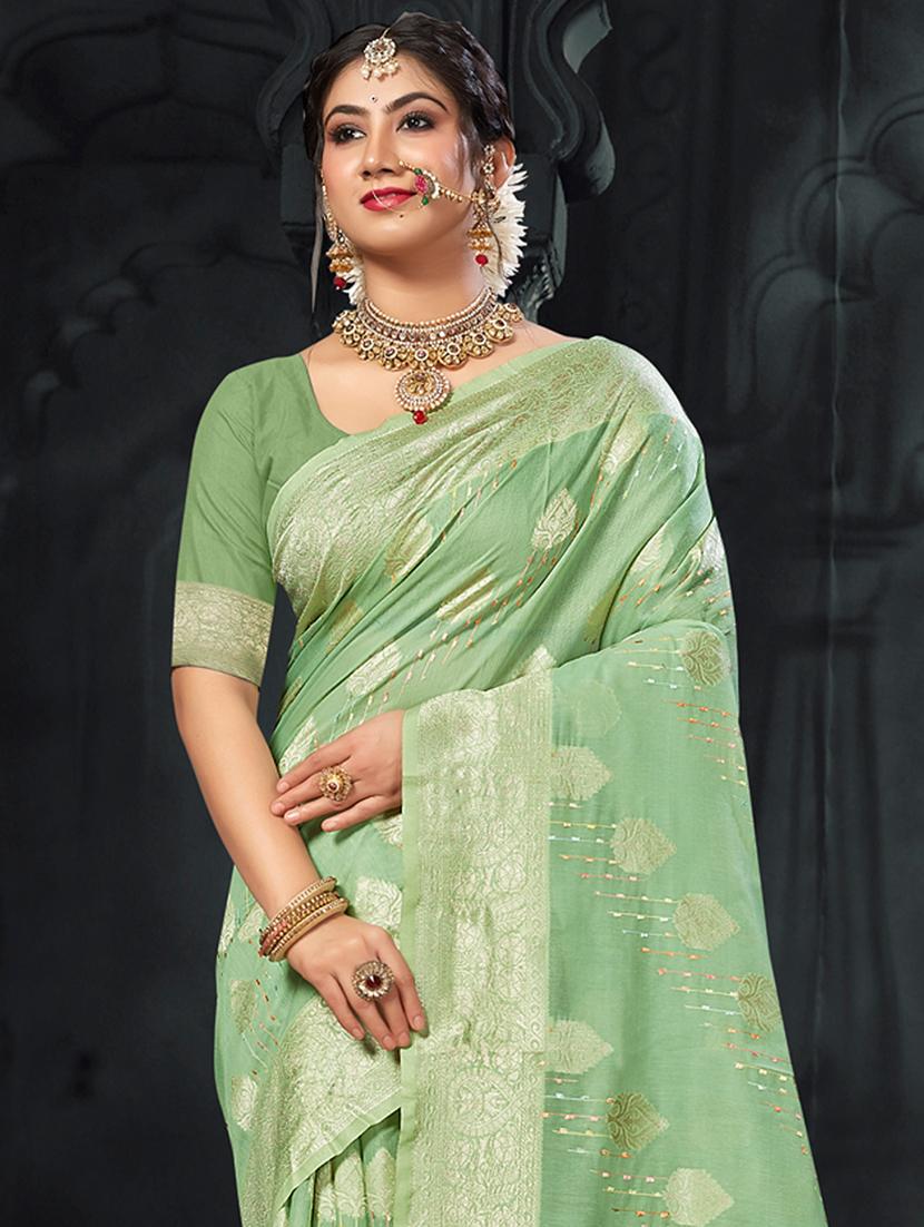 neo mint self design banarasi saree - 20431094 - Standard Image - 1