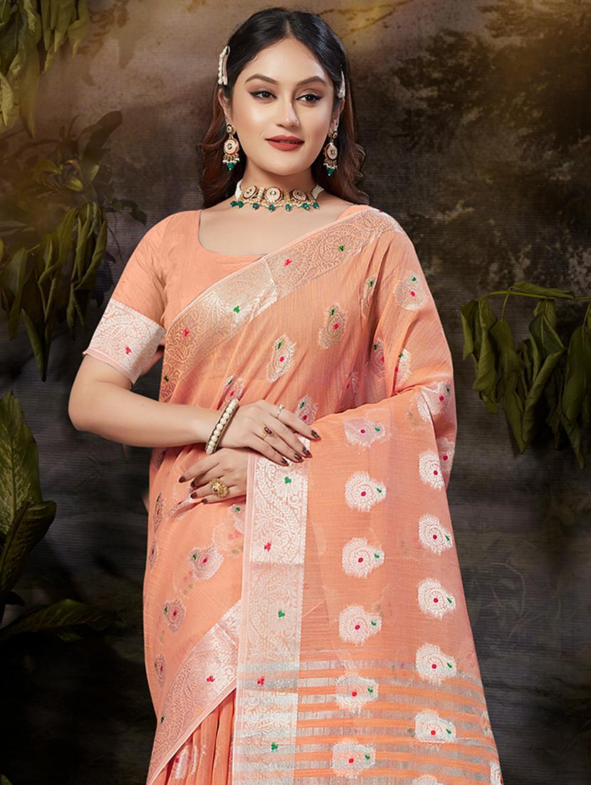 peach self design banarasi saree - 20431123 - Standard Image - 1