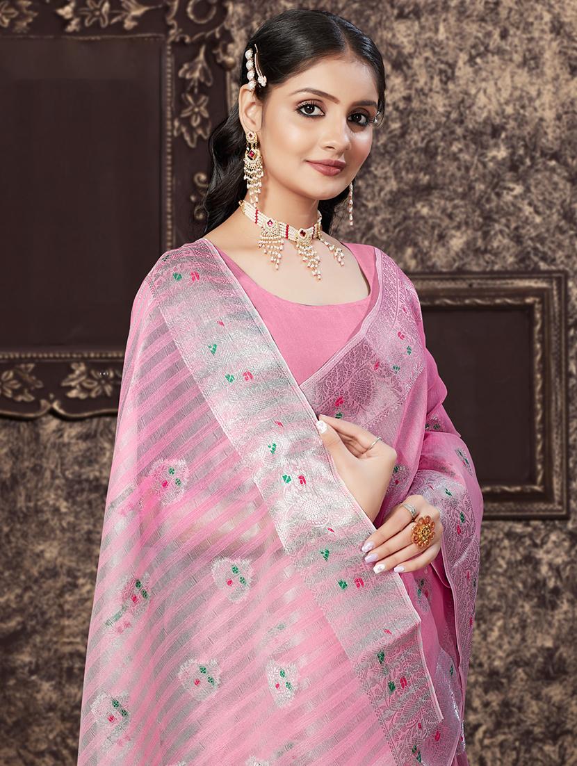 pink self design banarasi saree - 20431129 - Standard Image - 1