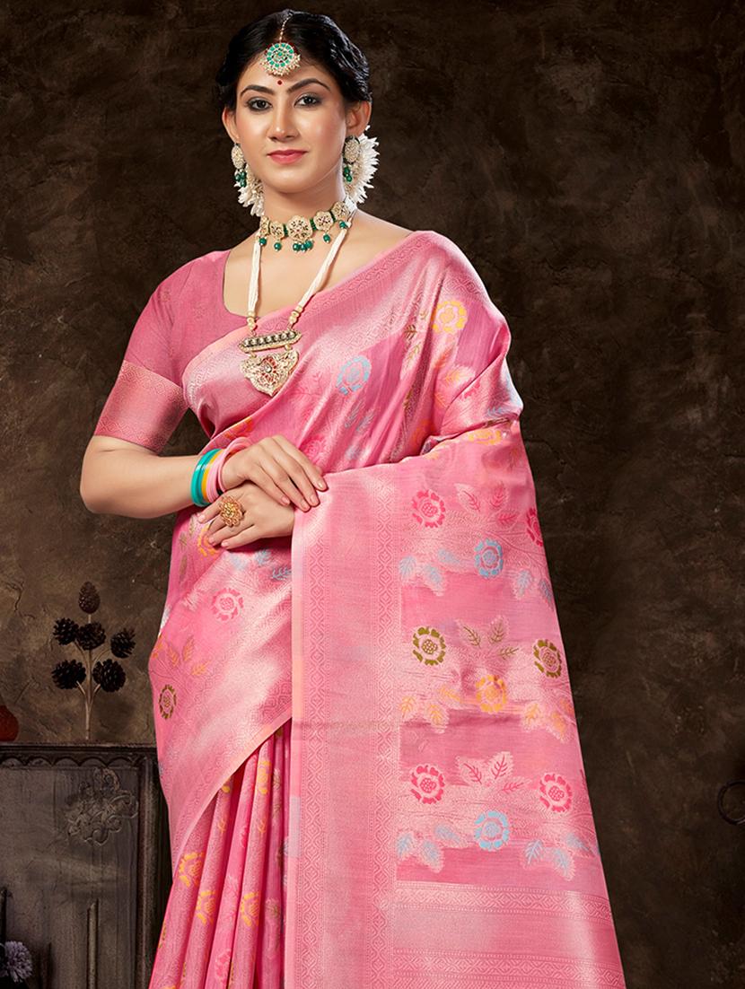 pink self design banarasi saree - 20431147 - Standard Image - 1