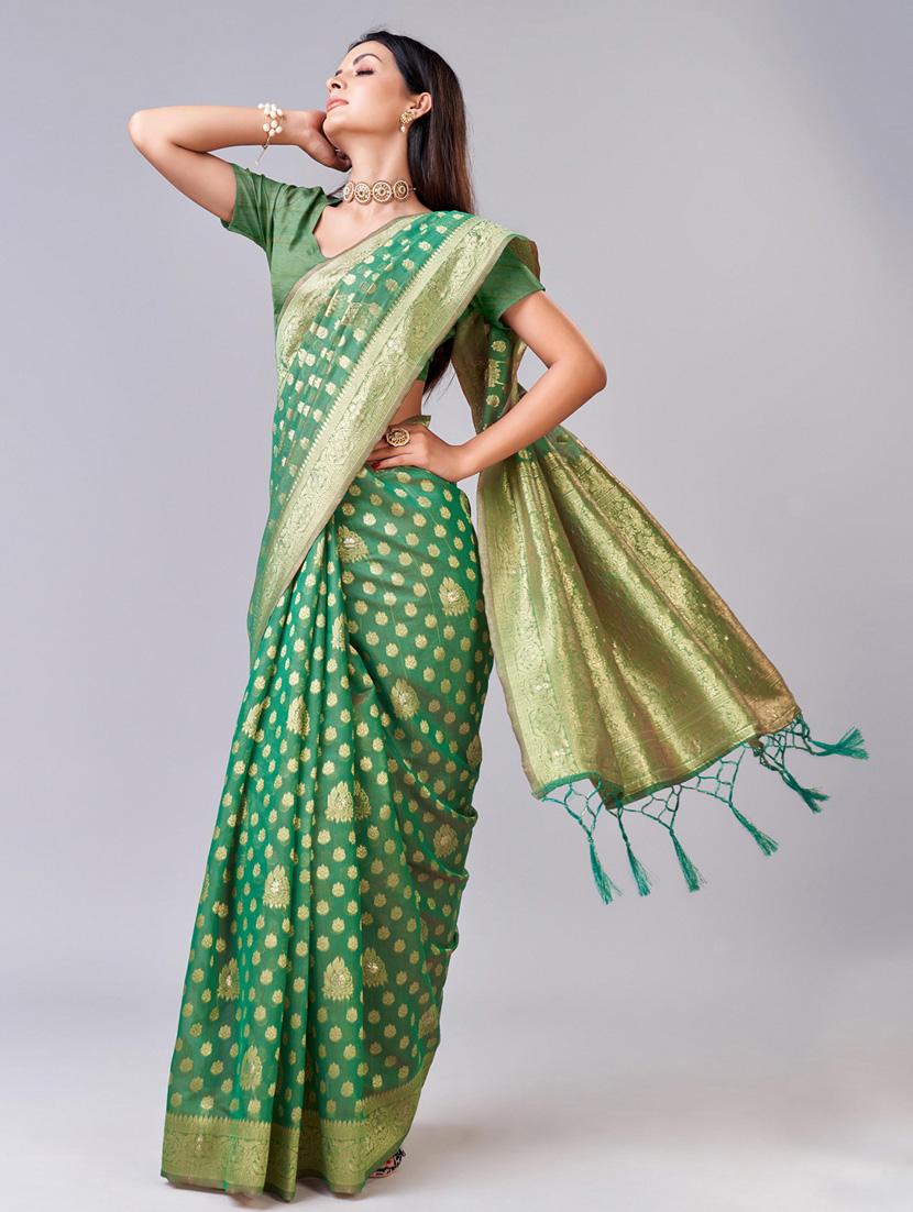 women green banarasi saree - 20433989 -  Standard Image - 1