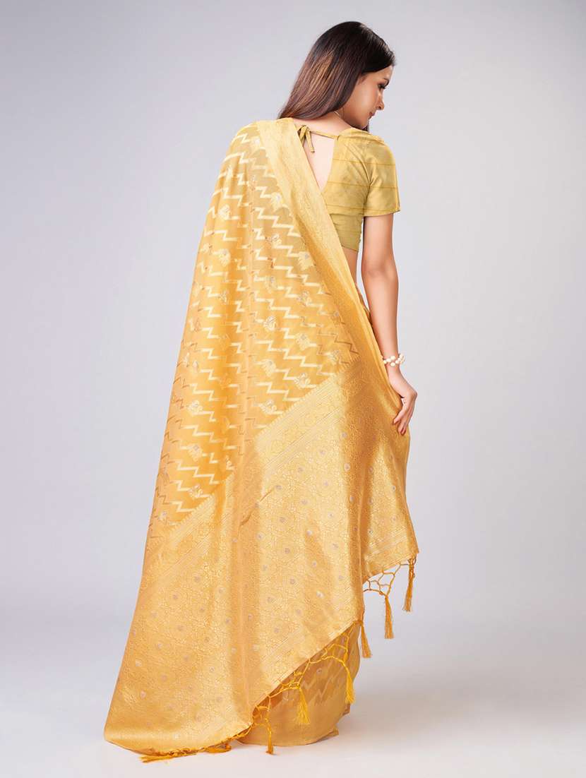 women yellow banarasi saree - 20433998 - Standard Image - 1
