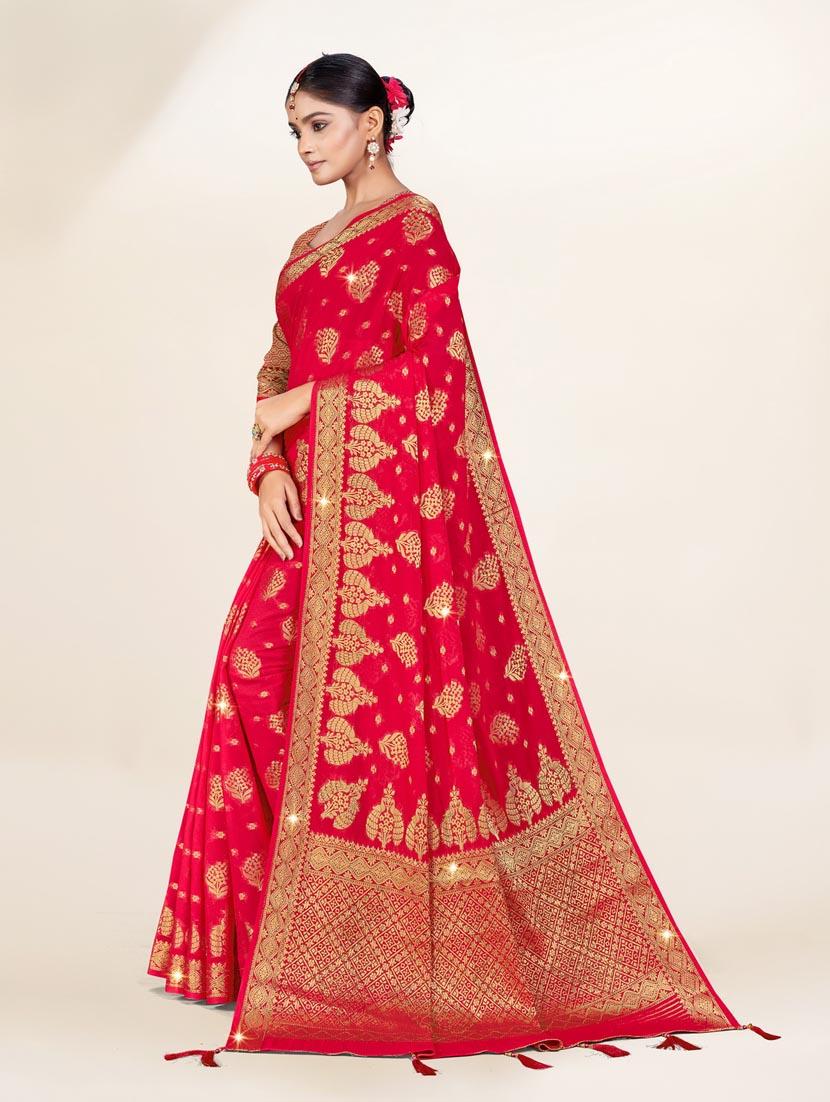 pink self design banarasi saree - 20434001 -  Standard Image - 1
