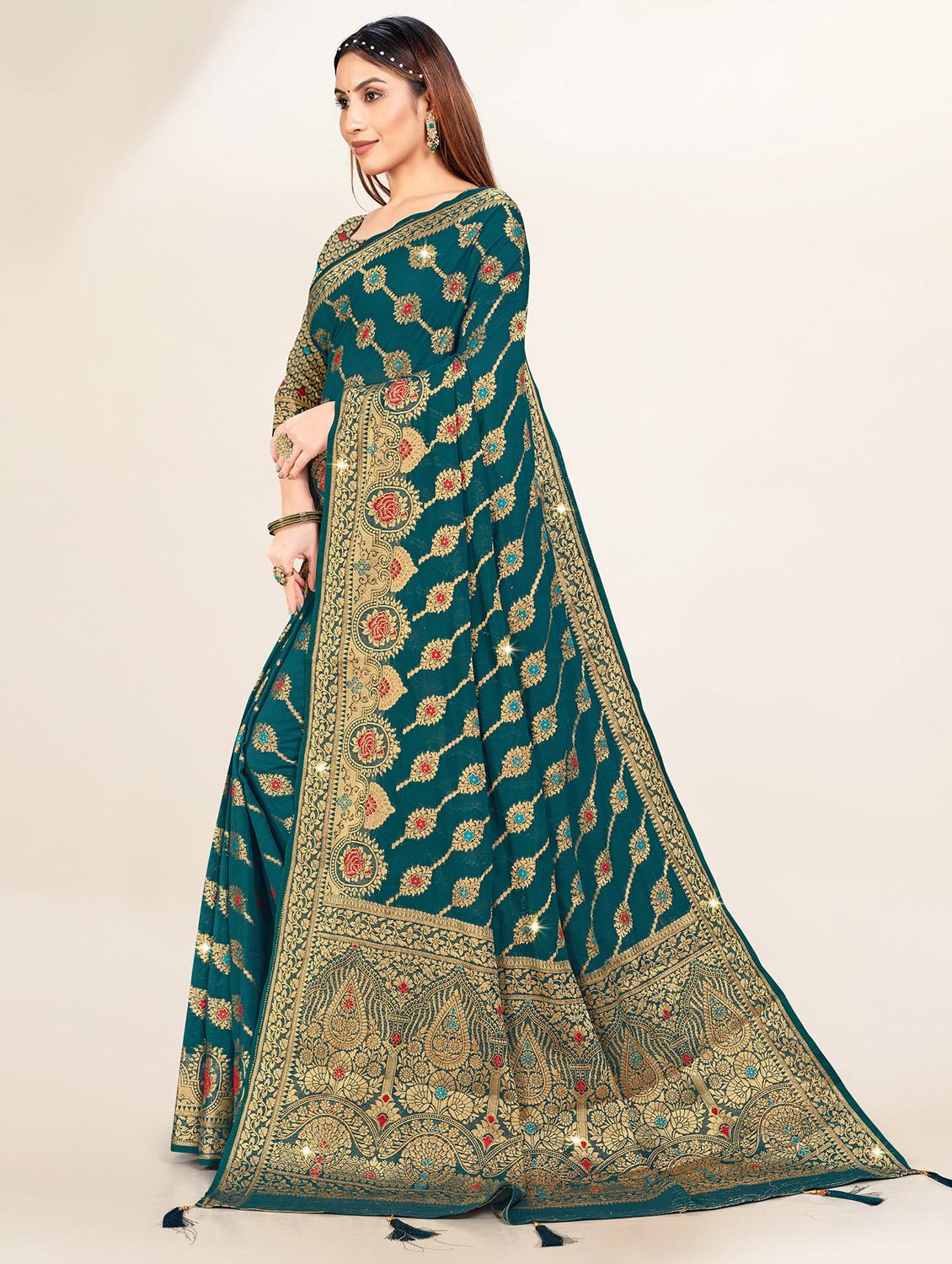 women green banarasi saree - 20434003 - Standard Image - 1