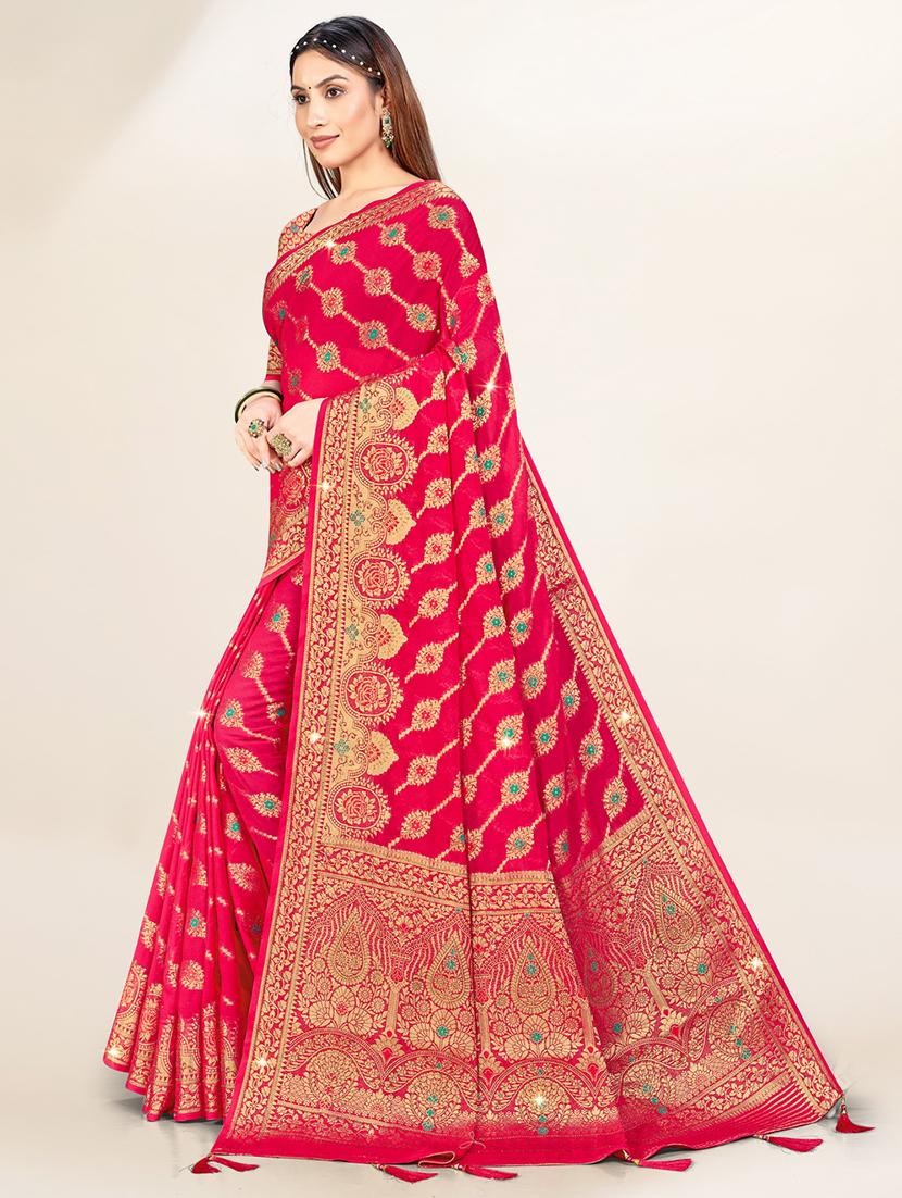 pink self design banarasi saree - 20434004 - Standard Image - 1
