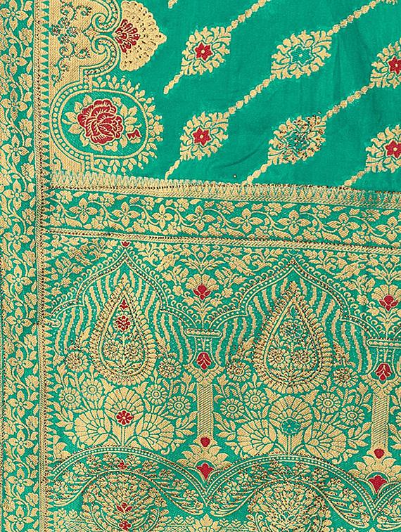 sea green self design banarasi saree - 20434007 - Standard Image - 4