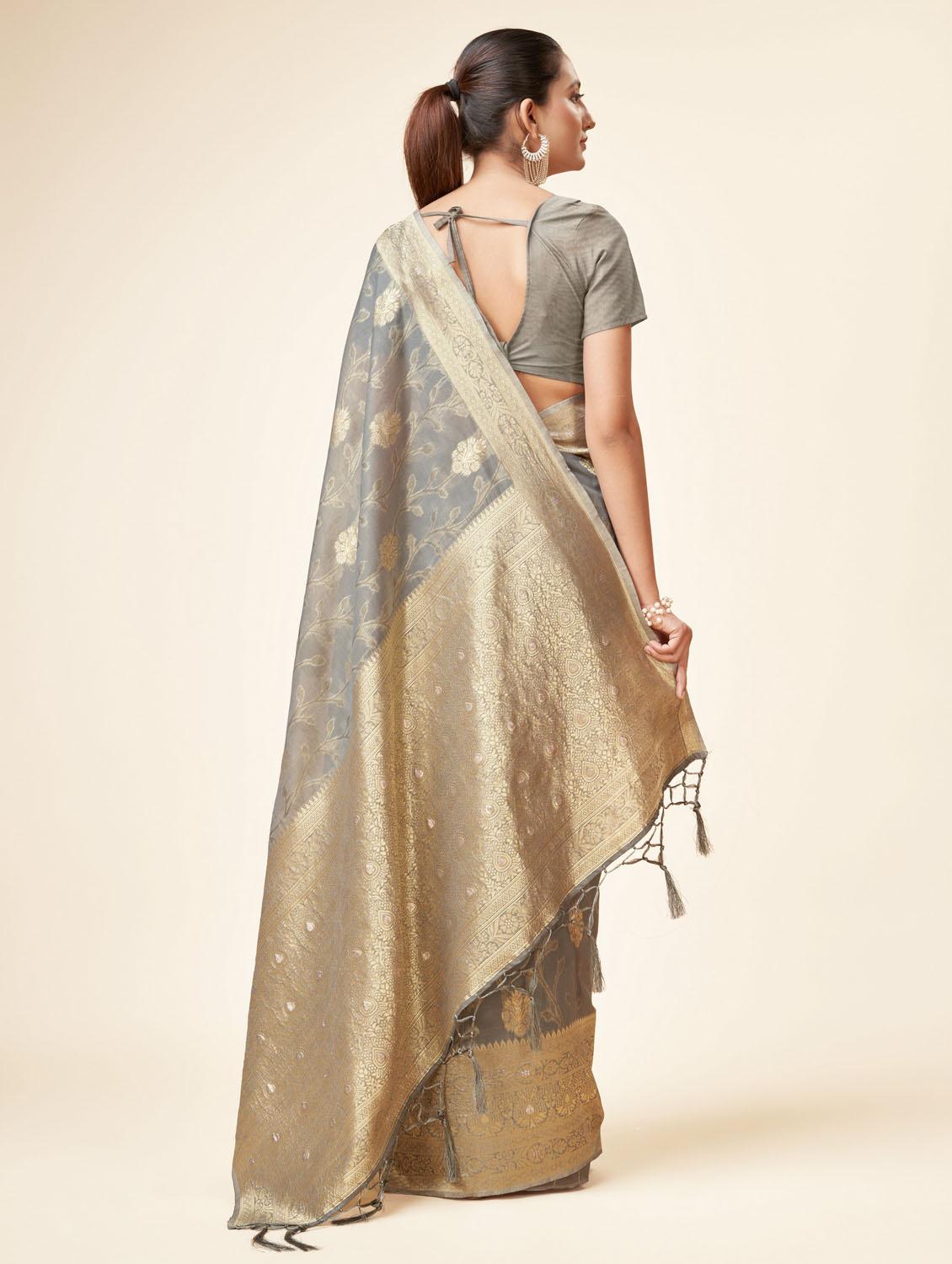 grey self design banarasi saree - 20434008 -  Standard Image - 1