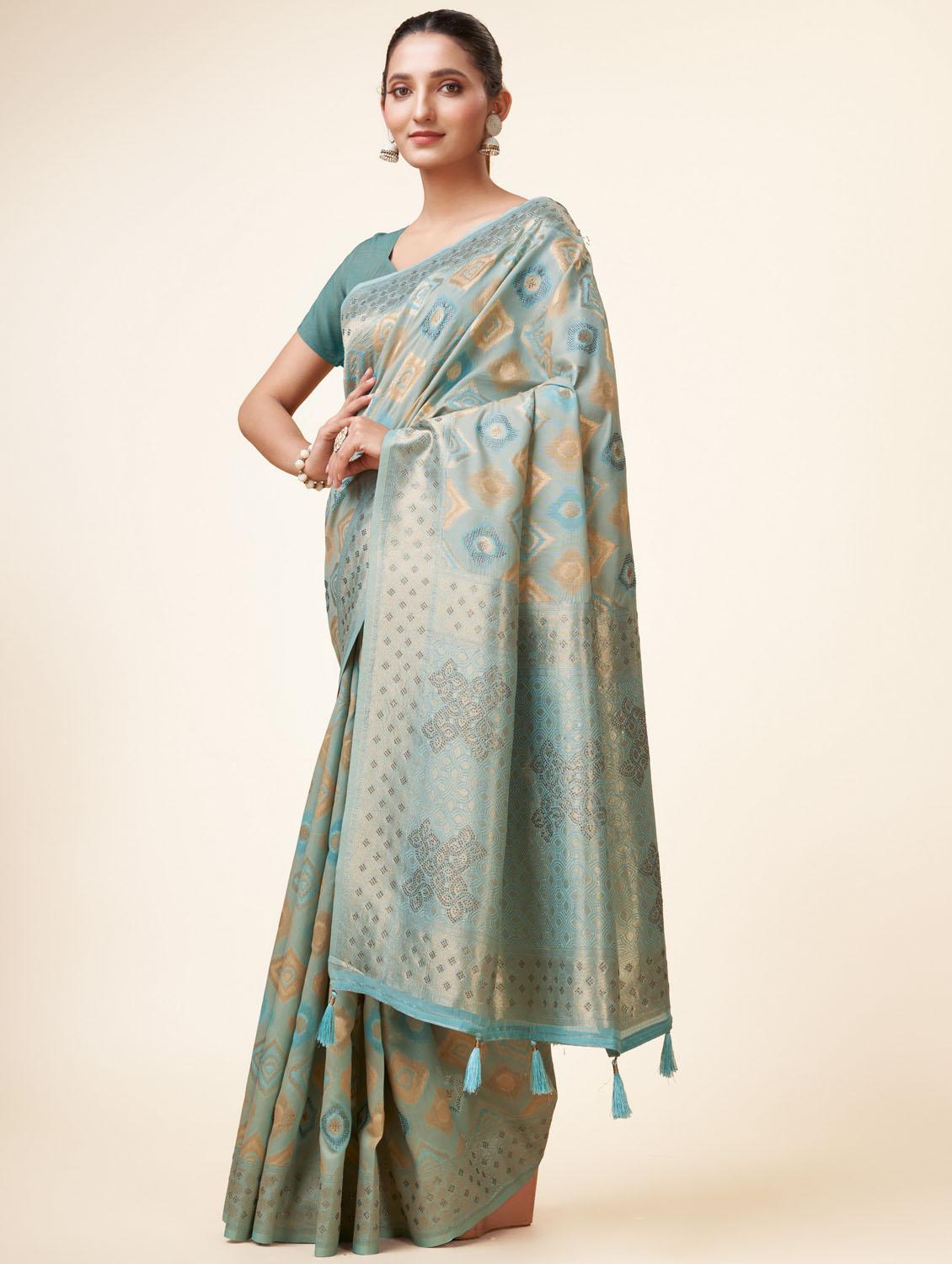 light blue self design banarasi saree - 20434034 - Standard Image - 1