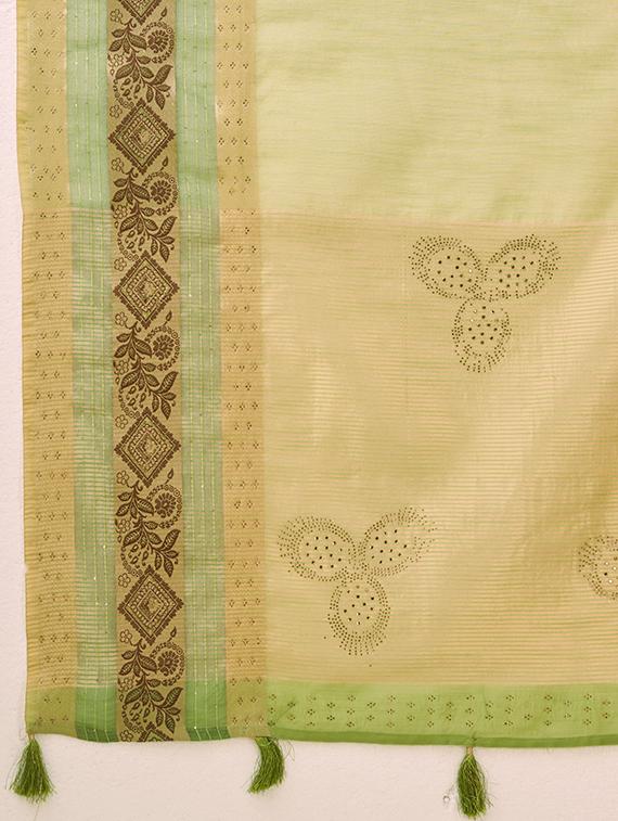 neo mint self design bordered saree - 20434038 - Standard Image - 4