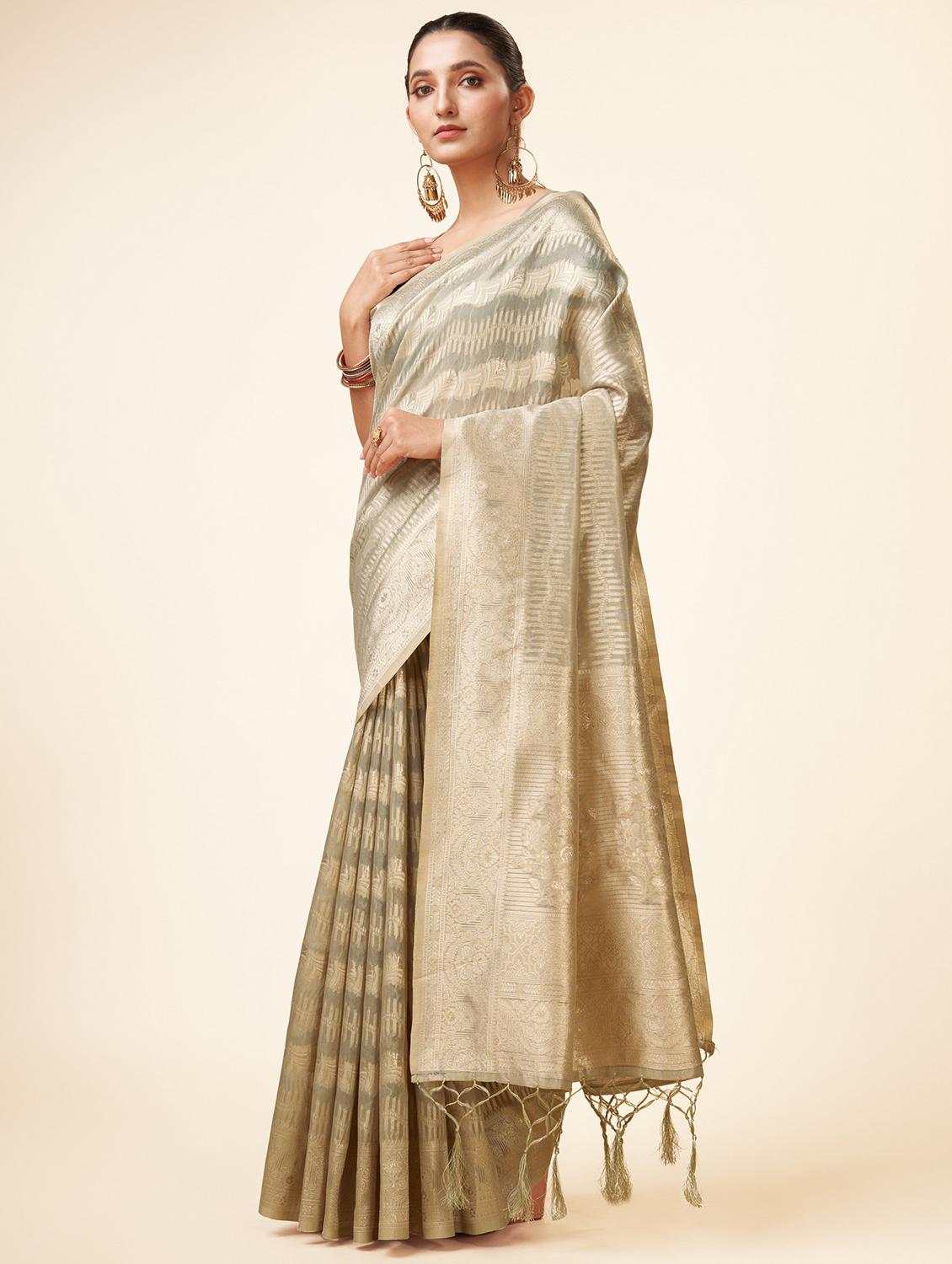 grey self design banarasi saree - 20434062 - Standard Image - 1
