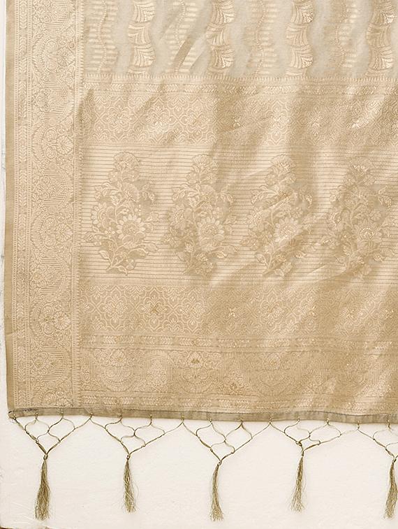 grey self design banarasi saree - 20434062 - Standard Image - 4